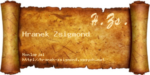 Hranek Zsigmond névjegykártya